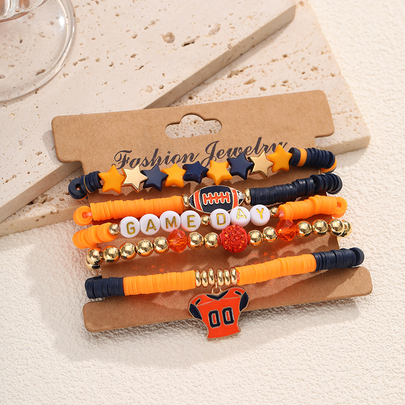 Europa y los Estados Unidos venta transfronteriza pulsera de rugby hecha a mano cuentas coloridas pulsera de cerámica suave conjunto de pulsera de amistad pulsera elástica image 16