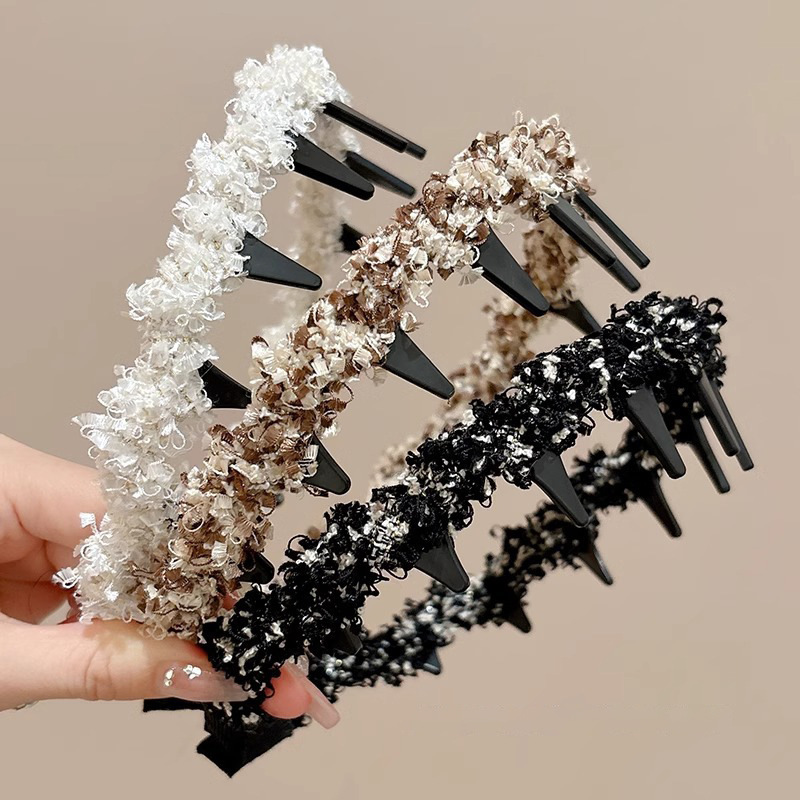 Woven Wavy Hair, Sweet and Luxurious, New Fluffy Fragrance, Toothed Anti-Slip Face Wash Design Hair Headband Woven Wavy Hair, Sweet and Luxurious, New Fluffy Fragrance, Toothed Anti-Slip Face Wash Design Hair Headband