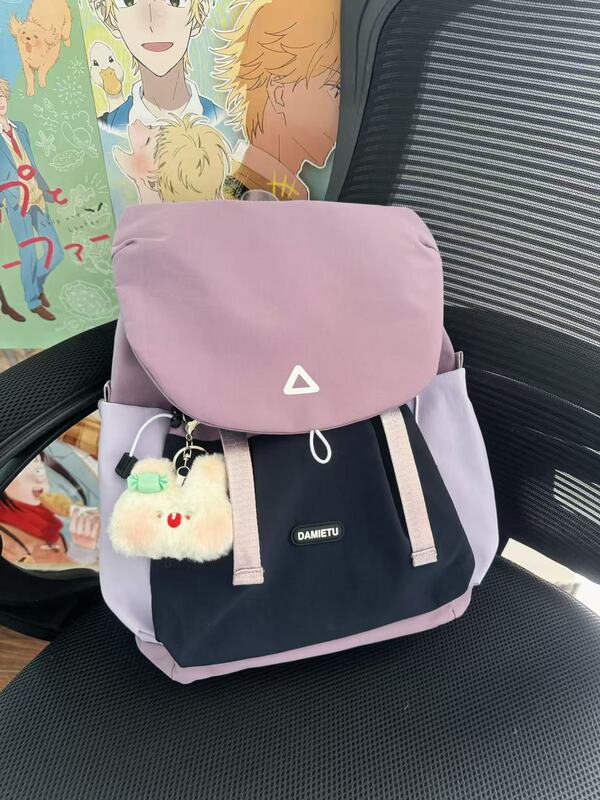 女性高校生向けの旅行用軽量スクールバッグ、パープルバックパック、アウトドア防水大容量コンピュータバックパック、学生スポーツ|undefined