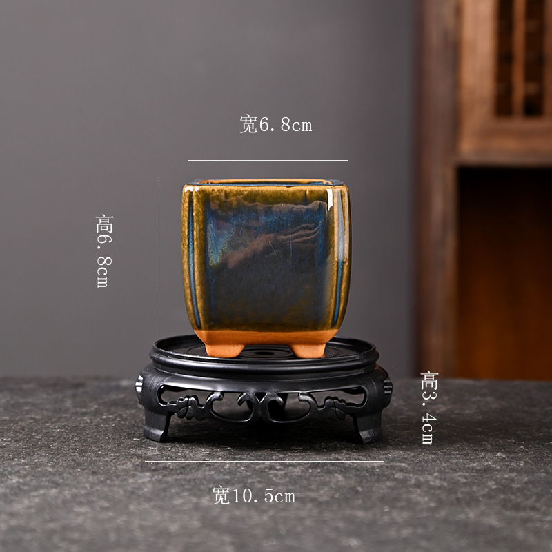 Bandeja de balcón de cerámica de bonsai de plantas verdes de nieve de junio, maceta carnosa de gres doméstico, maceta de cerámica pequeña con control de raíces, liquidación