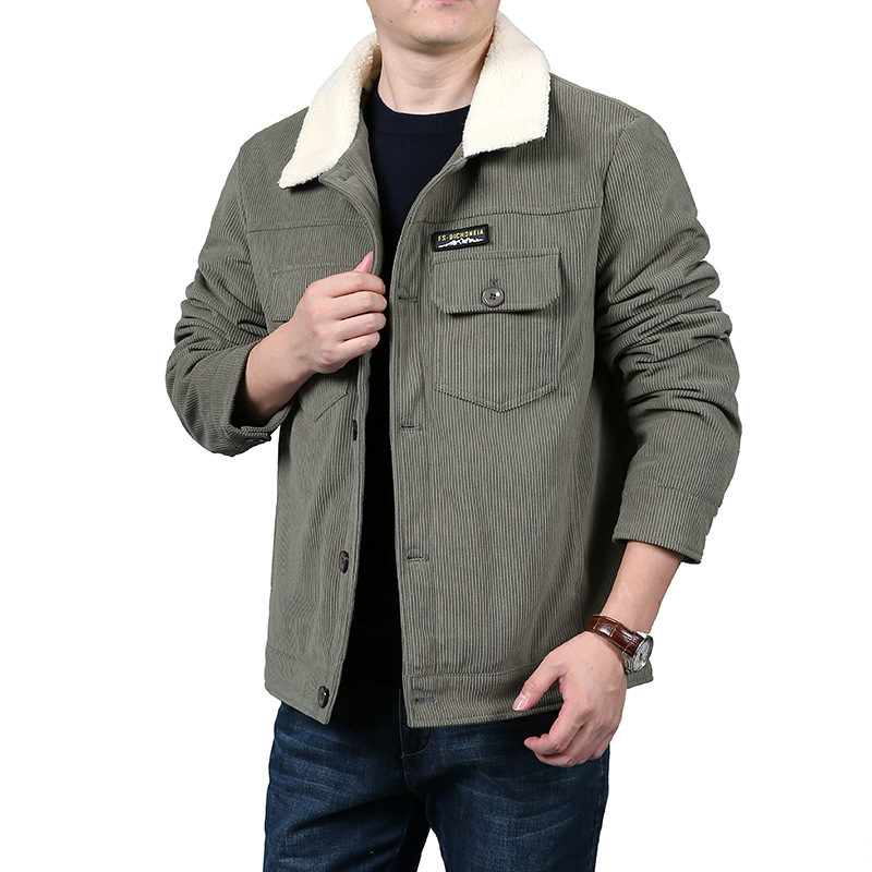 Velluto a coste da uomo in inverno con aggiunta di velluto, cotone oversize con colletto largo per uomo, giacca in pelle di agnello_voghion.com