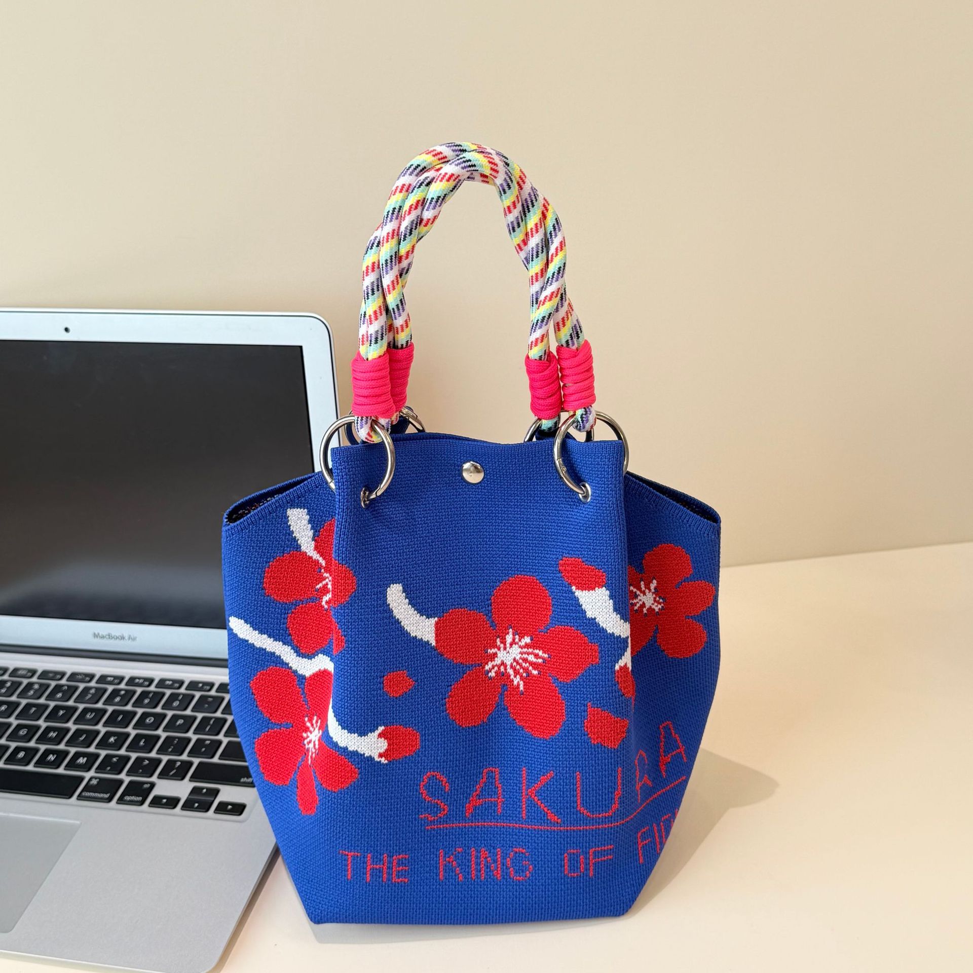 2026 primavera y verano nuevo bolso de cubo de pintura creativo portátil gran espacio de aire de dopamina alta sensación mochila