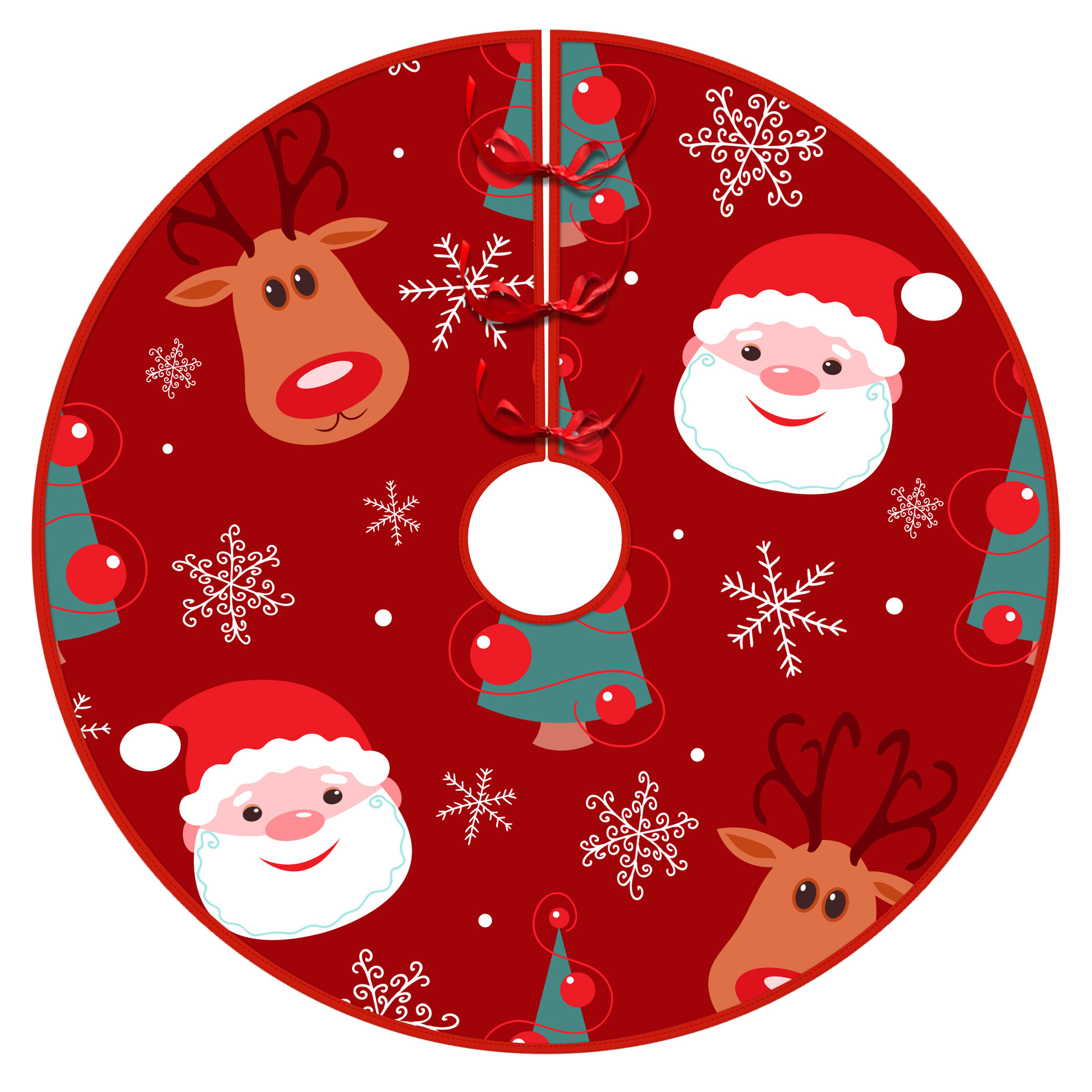 Falda del árbol de Navidad Decoración navideña falda del árbol muñeco de nieve Decoración del árbol de Navidad Alces rojos Falda del árbol de Santa