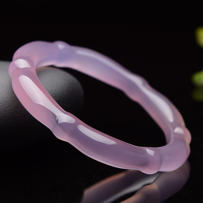 厂家直售 紫罗兰玉髓手镯 玛瑙手镯麻花玉手镯女款竹节芙蓉玉手镯|ru