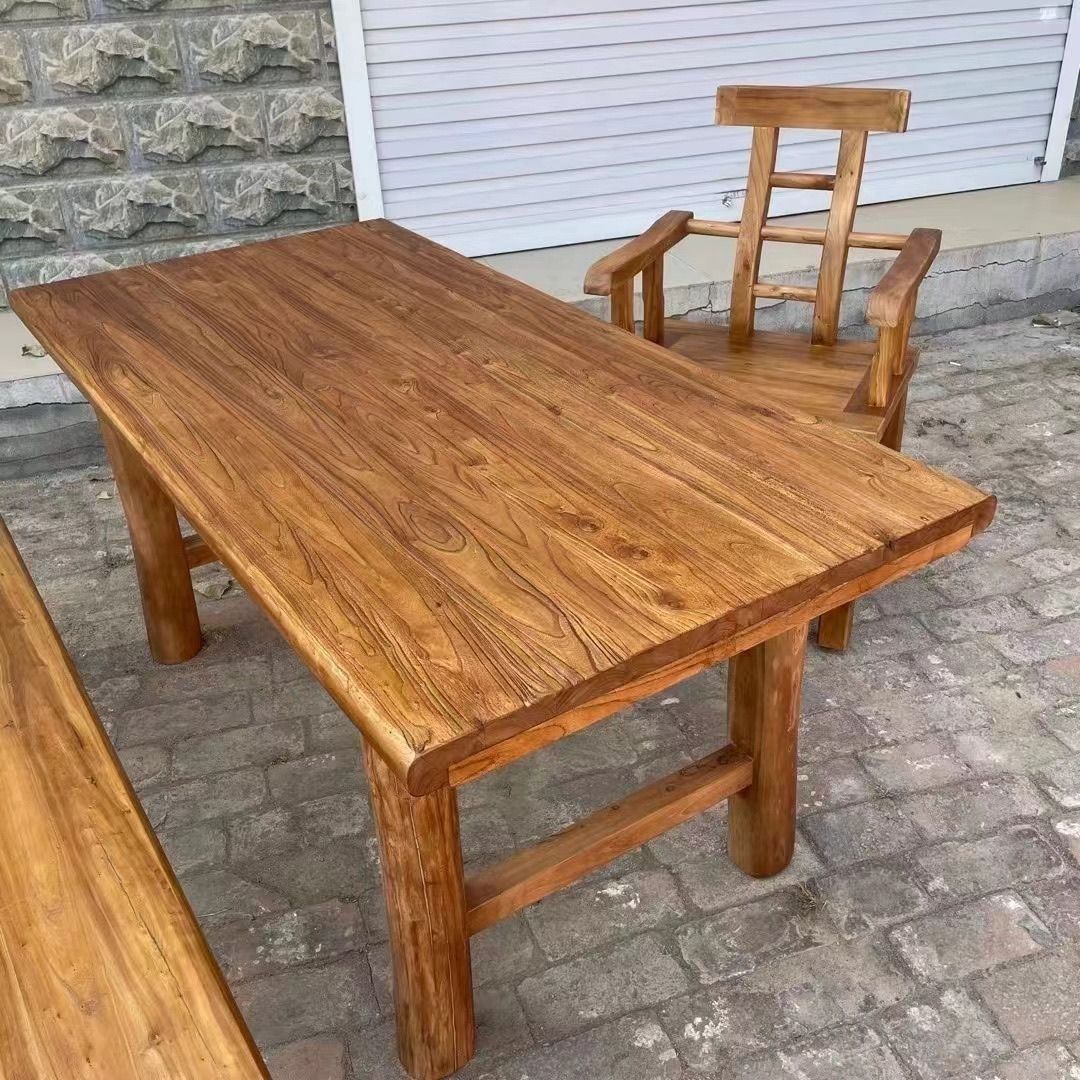 Old Elm Retro Dining Table Rectangular Home Long Tea Table Tea Table Log Bar Long Table Study Office Desk