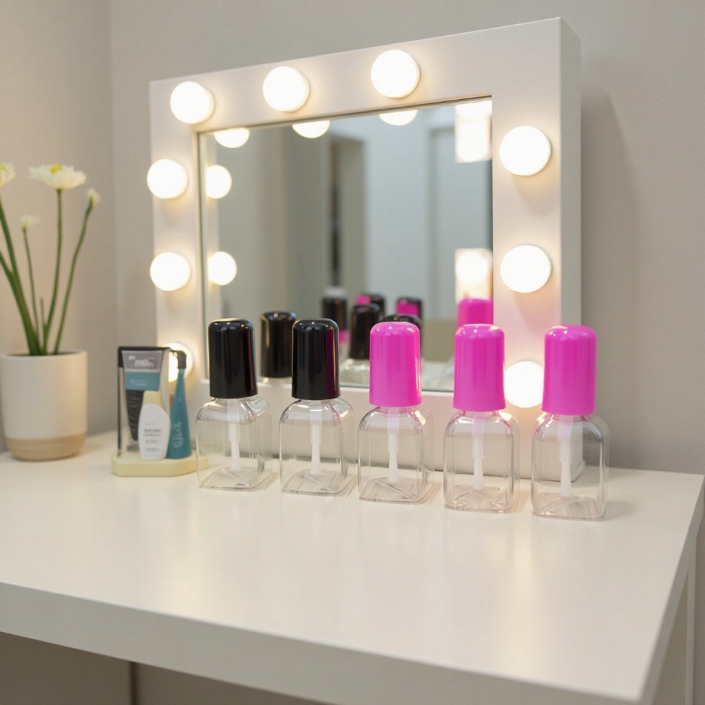 5Ml方形塑料指甲油瓶，PETG环保儿童塑料指甲油瓶 白边油瓶