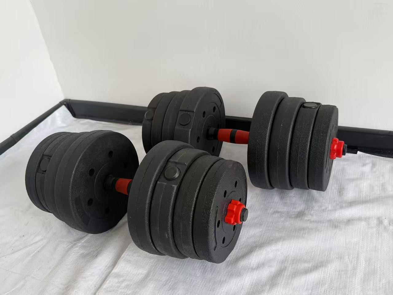Zerlegbares und verstellbares Kurzhanteln- und Langhantel-Set aus Zement zum Armtraining, Muskelaufbau, Fitness für Herren und Damen, rutschfest, 10-50 kg