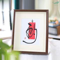 定製復古相框新中式擺台7寸圓形大尺寸掛牆手工畫框diy玻璃相框