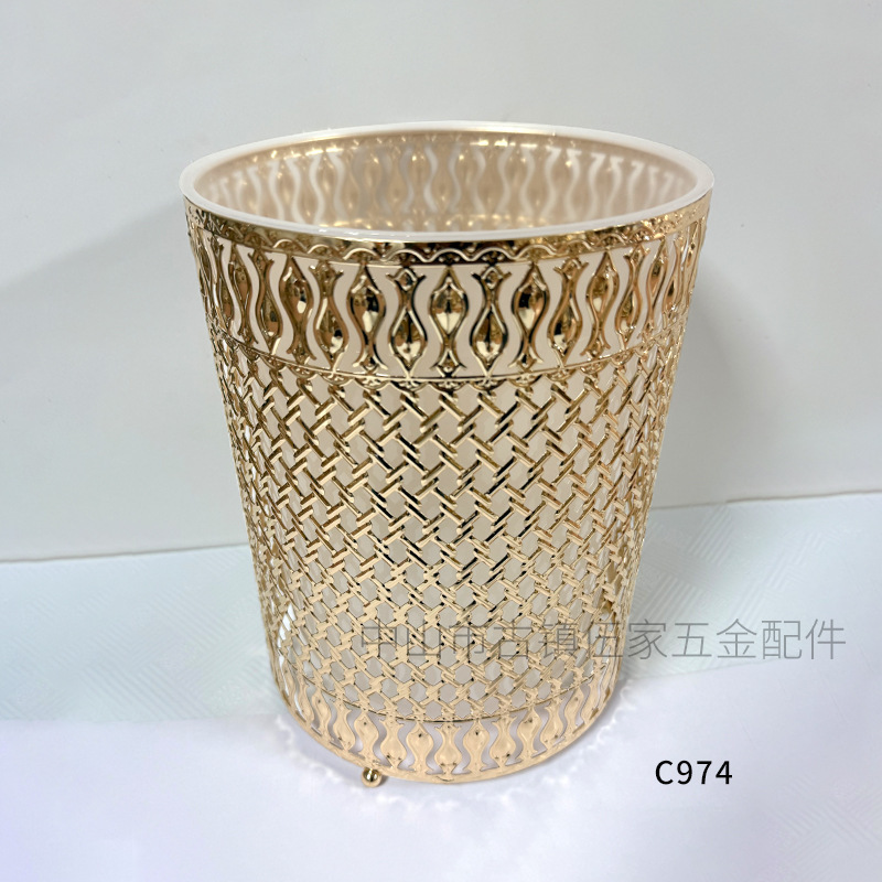 Middle East Saudi Arabia Dubai Style Iron Metal Tissue Box Trash Can Set Cleaning Trashcan