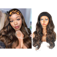 非洲时尚冰丝发带长卷假发 跨境新款韩国绒发带 水波纹棕色假发