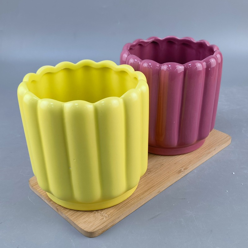 Planta vida privada nórdica simple multicolor galletas de diseño de cerámica canasta de flores contenedor de tanque de flores