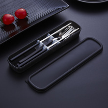 304不锈钢便携筷子勺子餐具套装三件套烤漆叉勺筷学生成人餐具组