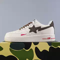 Air Force 1 Premium Original White Sneakers Bone White Ice Blue Lightning Star Low-Top Milk Coffee Sports Shoes for Men and Women Top Layer Leather