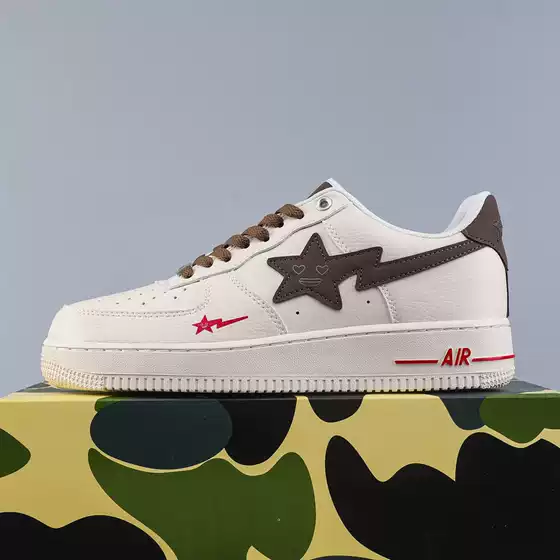Air Force 1 Premium Original White Sneakers Bone White Ice Blue Lightning Star Low-Top Milk Coffee Sports Shoes for Men and Women Top Layer Leather