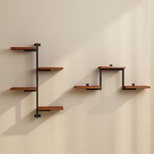 墙上花架实木金属复古置物架壁挂一字隔板层板书架装饰多层免安装