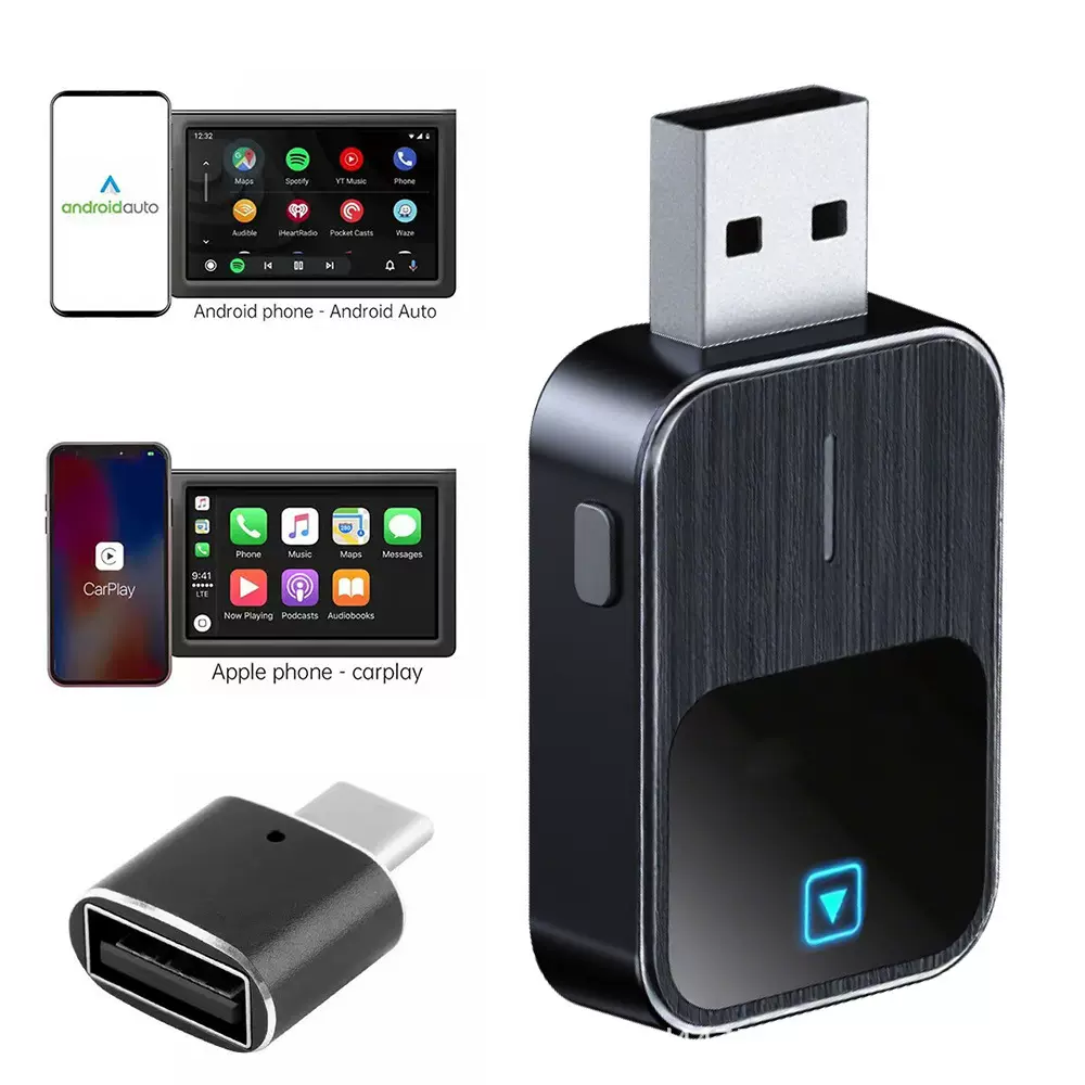 跨境新款无线carplay盒子镜片丝印镜片加LOGO