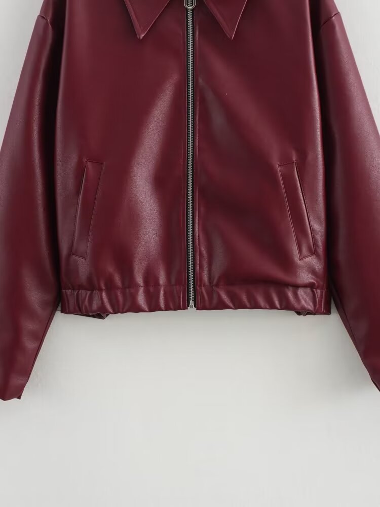 Roupas femininas temperamento moda personalidade internet celebridade estilo jaqueta de couro de duas cores_voghion.com