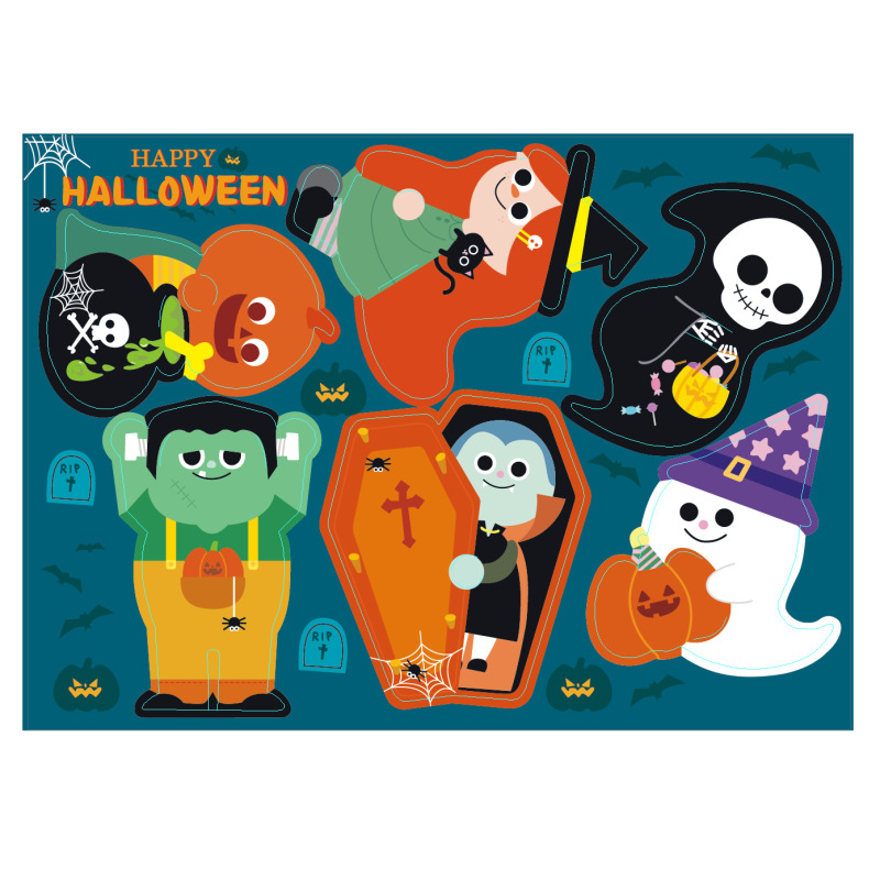 6種類のハロウィーンアニメカボチャ幽霊かわいいアメカード紙カード|undefined