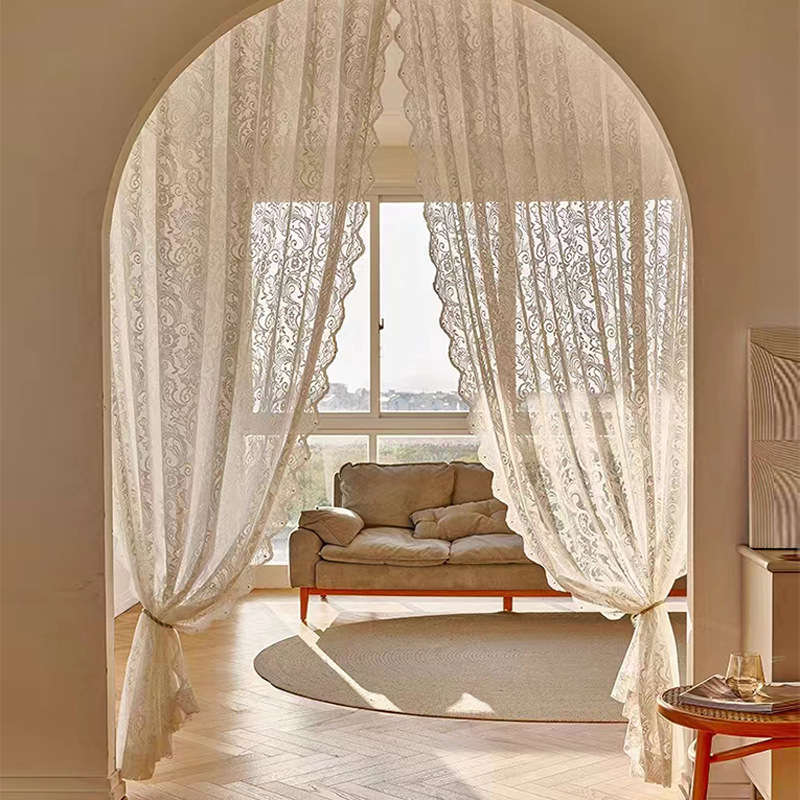 Factory Direct Sales French Lace Curtains, Window Screens, Bedroom and Living Room Window Screens, Cross-Border Finished Gauze Curtains, Door Curtains, Decorative Curtains