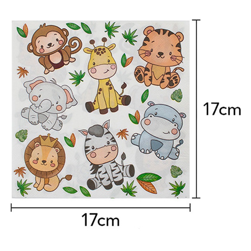 Segunda generación Forest Zoo fiesta de cumpleaños infantil suministros vajilla desechable taza de papel Placa de papel banner diseño traje