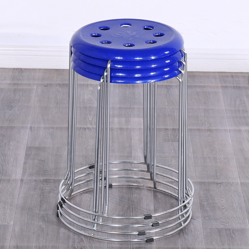 Taburetes redondos de madera sólida taburetes de acero inoxidable taburetes caseros apilables taburetes de hierro forjado dormitorio taburetes de comedor para adultos