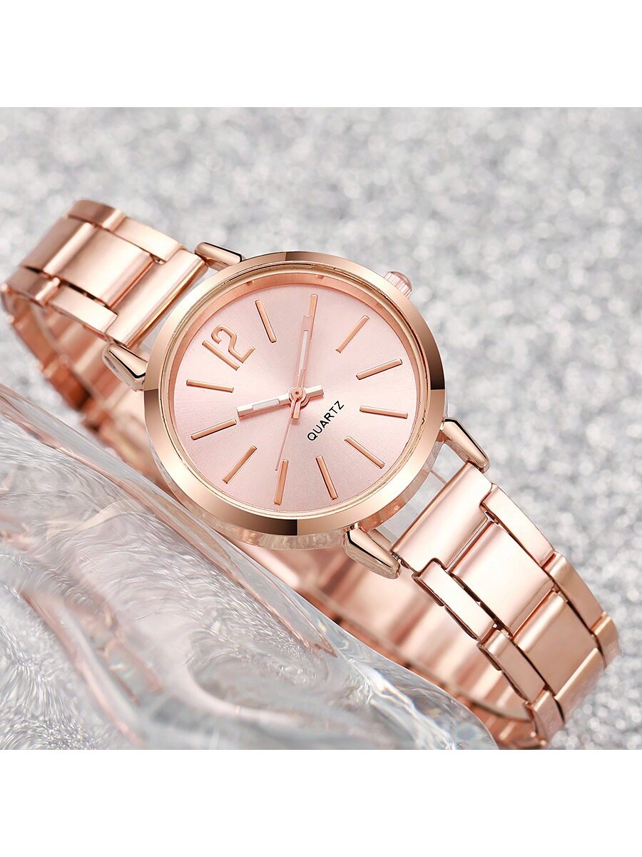 Reloj de mujer correa de acero temperamento reloj de pulsera de moda simple moda reloj de cuarzo conjunto de pulsera image 8