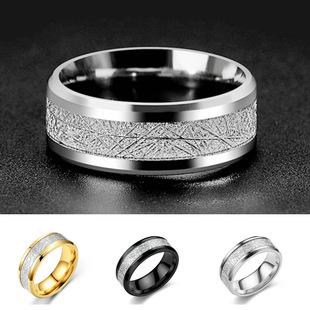 Fashion Popular Matte Pattern Titanium Steel Ring Men's Popular Design European and American Niche Couple Ring Women's Cross-Border Hand Jewelry