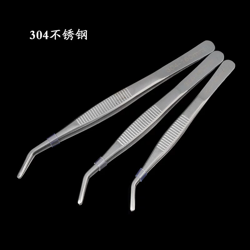 Пинцет из нержавеющей стали 304 пинцет с тупым наконечником и зубчатым зажимом с круглой головкой длина 12,5-30 см плоскогубцы инструмент с прямой головкой