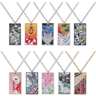 Animation Peripheral Demon Slayer Necklace Tanjiro Nezuko Cartoon Pattern Metal Pendant Cross-Border Foreign Trade