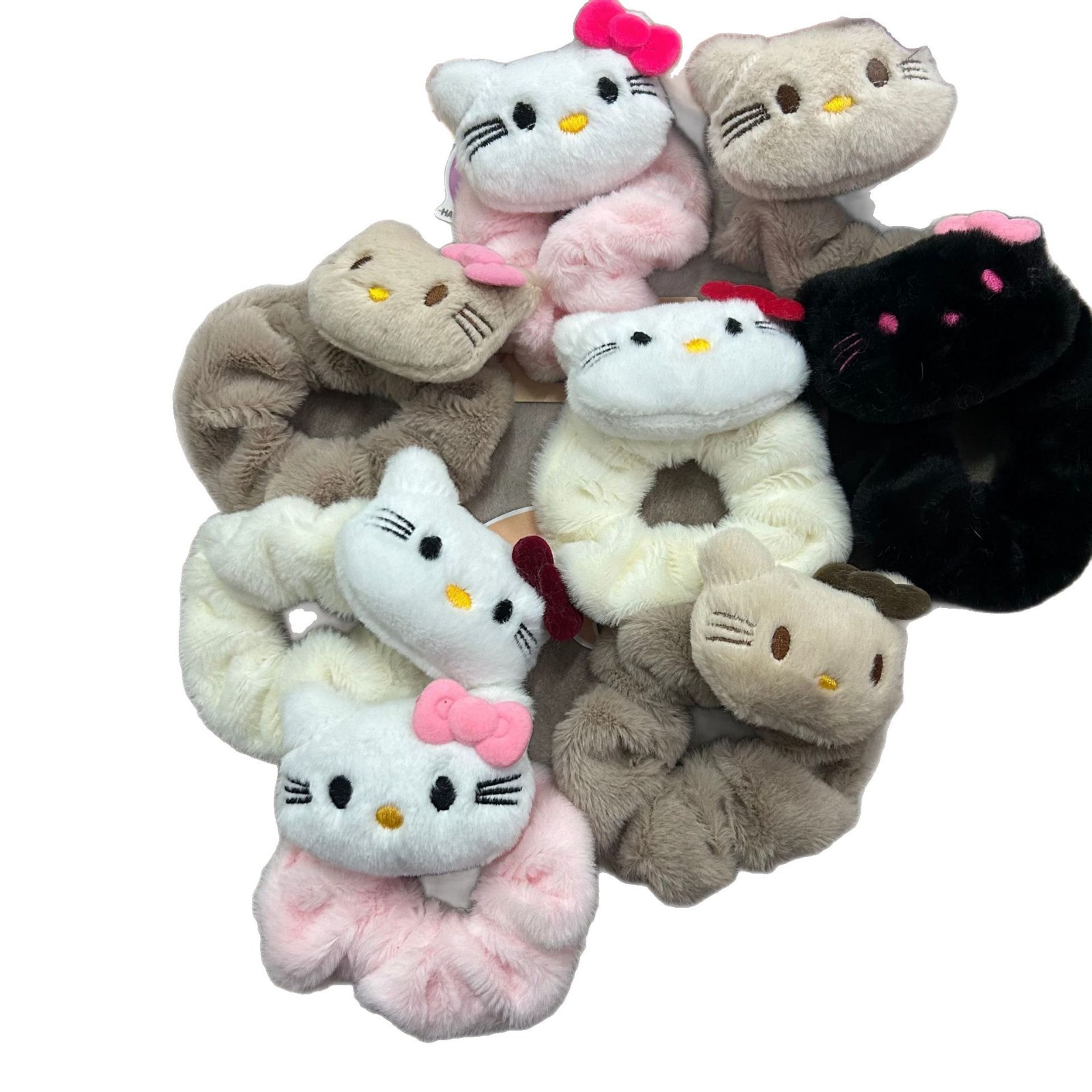 Dulce lindo peluche kt felino círculo de intestino grueso estudiante dulce felina elás negro rosa chica joyería de cabello cabello cabello