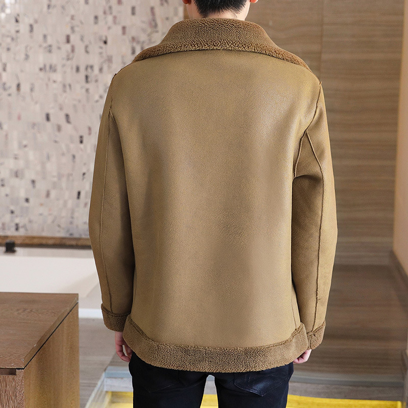 Winter new men's fur one-piece double-sided wearing lamb wool jacket fashionable lapel with thick velvet top_voghion.com