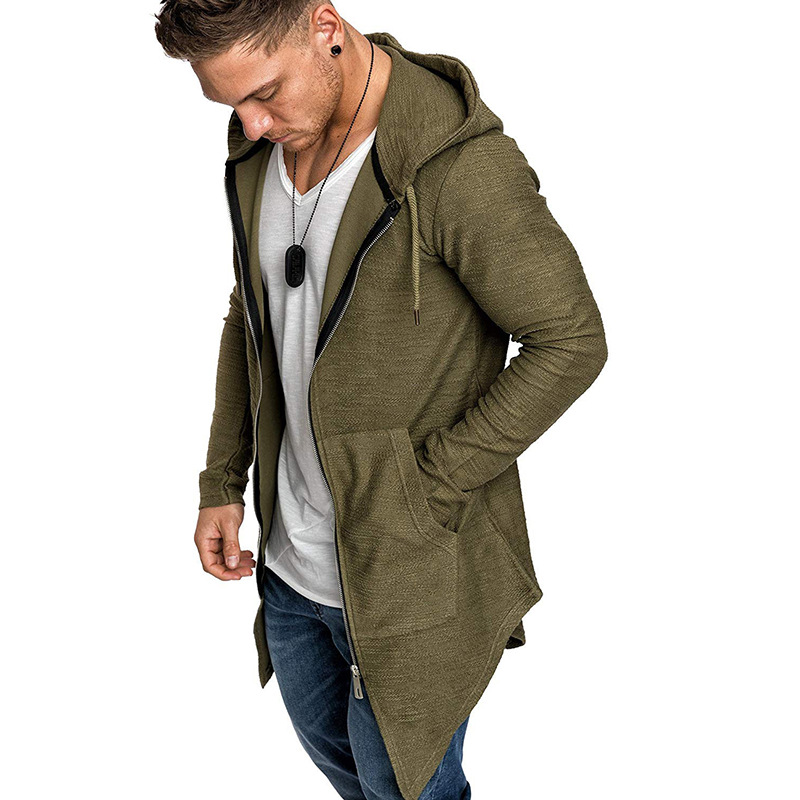 Fabbrica di fornitura di abbigliamento maschile felpa cardigan da uomo cerniera gioventù semplice giacca con cappuccio all'ingrosso_voghion.com
