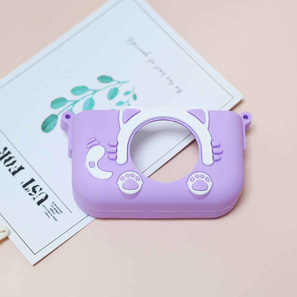 Funda protectora para cámara x2 de silicona para niños Mini gato lindo de dibujos animados Funda de silicona para cámara SLR resistente a la caída y la suciedad