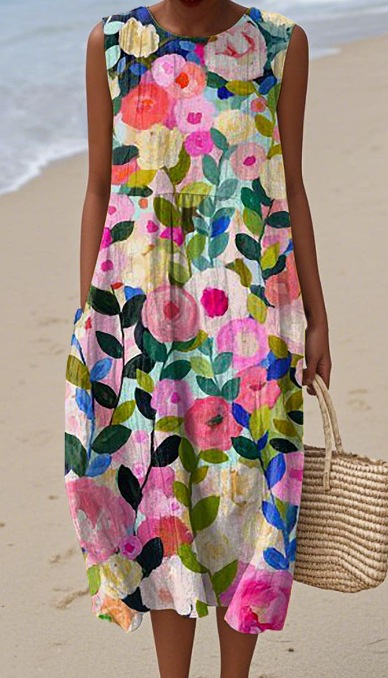 Summer New Sleeveless Printed Temperament Long Dress Dress Casual O1CN01PMB3a02Ao6DCdYut5 !!2216124918249 0 Cib