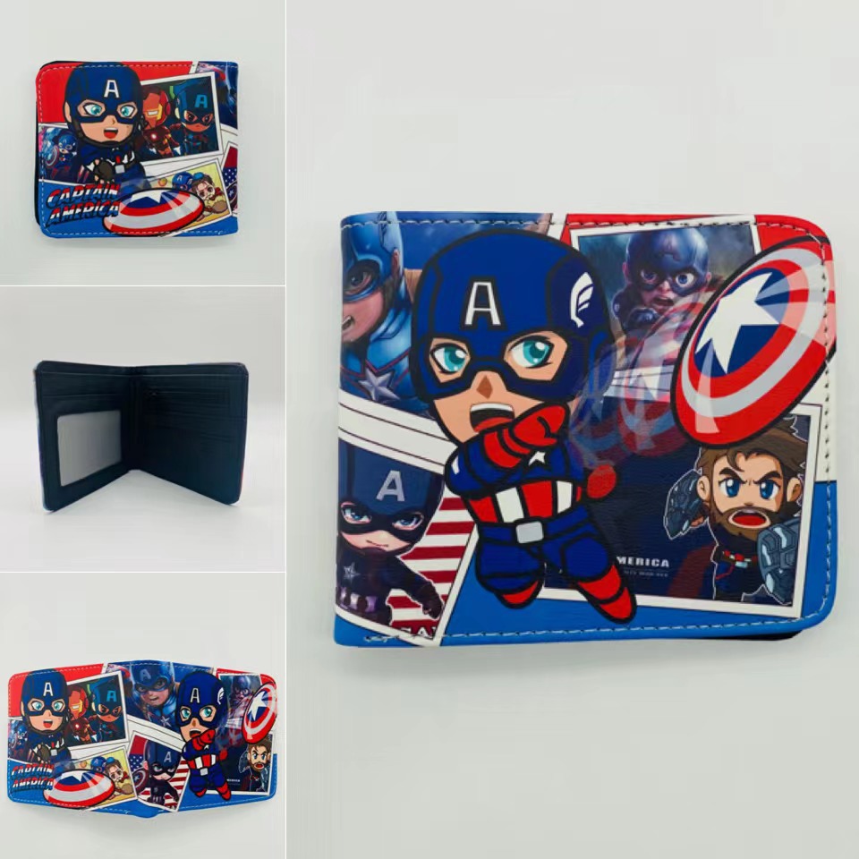 Superhéroe de dibujos animados anime periférico corto Niños estudiante masculino y femenino Cartera de dibujos animados cartera titular de la tarjeta