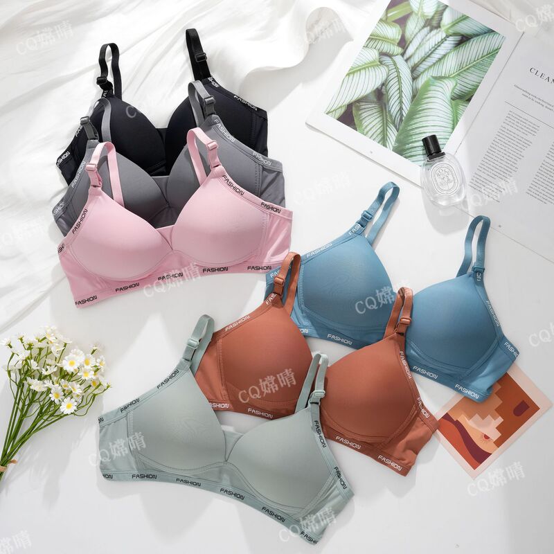 Southeast Asia Cross-border Stitching Gather-up Anti-sagging No-rims Bra Girls' Gone Breathable Letter Underwear Southeast Asia Cross-border Stitching Gather-up Anti-sagging No-rims Bra Girls' Gone Breathable Letter Underwear
