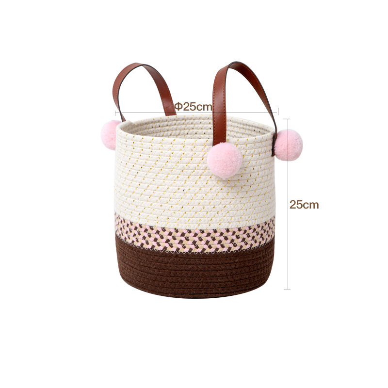 Cesta de almacenamiento tejida con cuerda de algodón, barril de almacenamiento, juguetes de mesa, artículos diversos, canasta de ropa sucia, canasta de lavandería, caja de almacenamiento