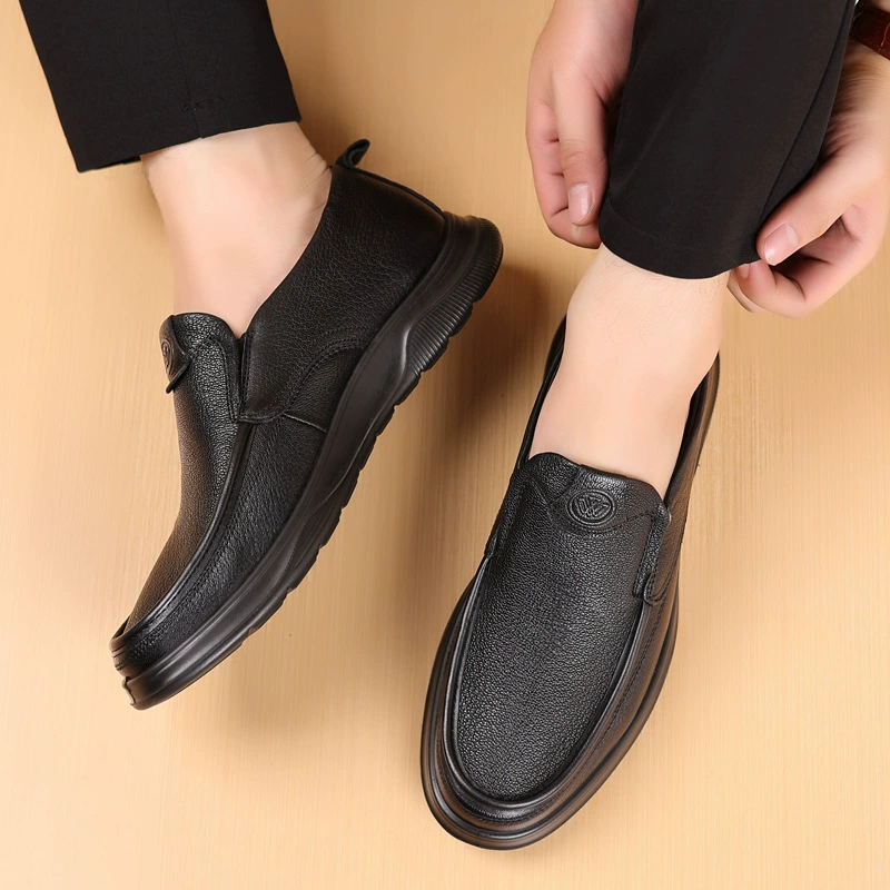 Кожаная обувь мужская обувь новая кожаная ножка мягкая подошва дикая дышащая повседневная нескользящая обувь для пожилых людей среднего возраста