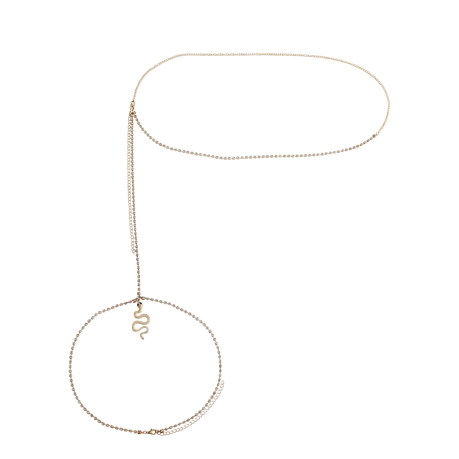 Orm Lårkedja Guld Kristall Midjekedja Benkedja Sexig Beach Bikini Serpent Sparkly Belly Body Chain Bält Party Porm Smycken för kvinnor och flickor_voghion.com