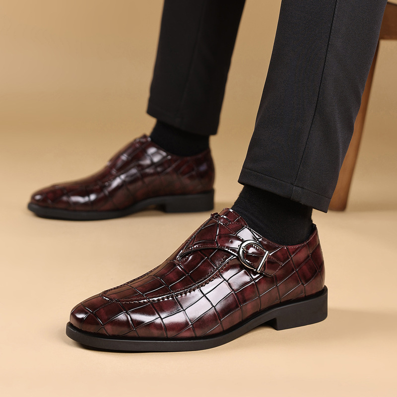3060 Men's Business Formal Slip-On Leather Shoes Dad Shoes Crocodile Pattern Embossed Opp Bag Packaging