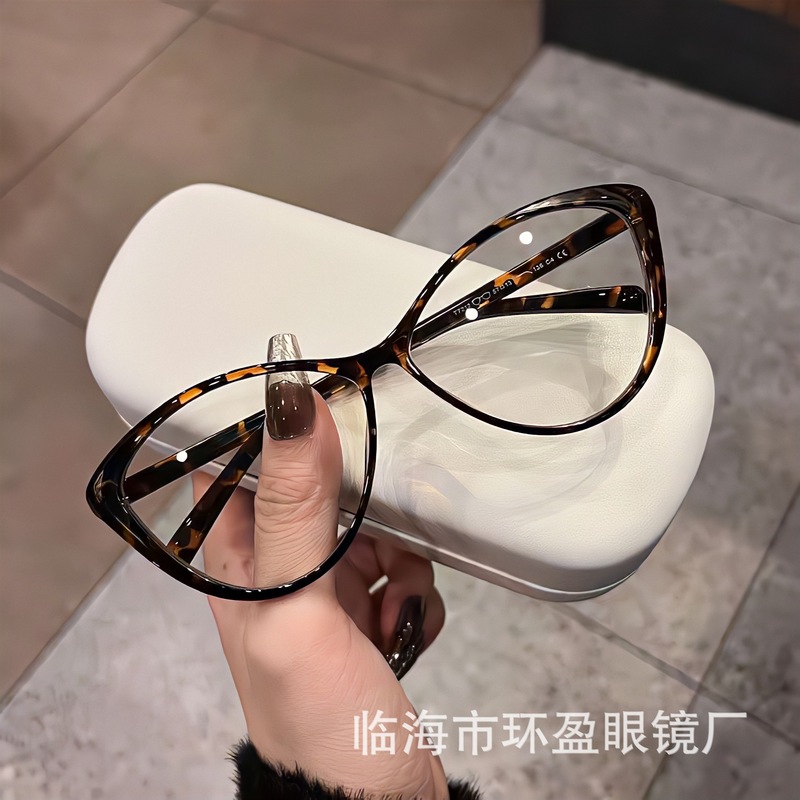 レトロ猫眼眼镜女性黒枠欧米猫眼防ブルーライトフレーム眼镜高级感配镜近视メガネ|undefined