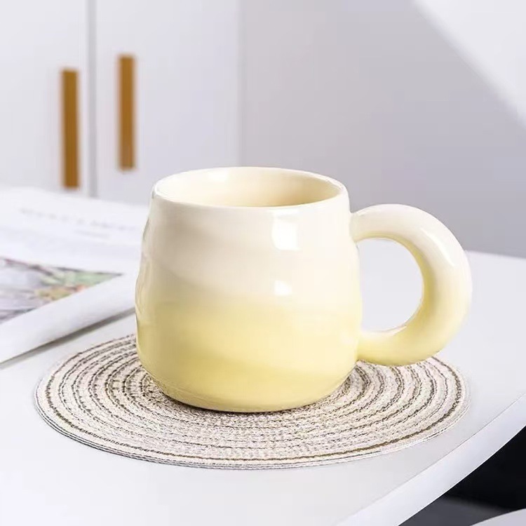 ネット赤朝食コーヒーマグカップグラデーション螺旋顔値かわいい牛乳カップ学生カップル陶磁器カップ|undefined