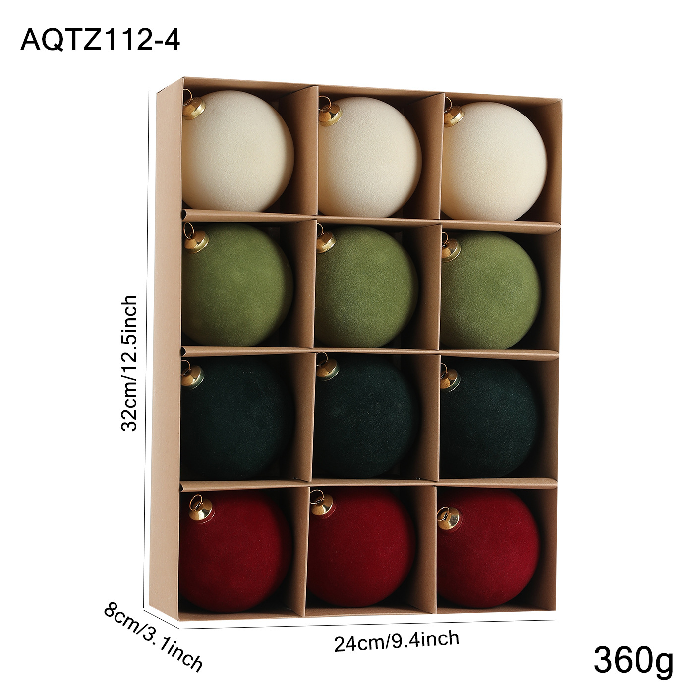Bola de Navidad de flocado de plástico transfronterizo 8CM Colgante de árbol de navidad Colgante de árbol de navidad Bola de decoración de ventana de caja 6ps