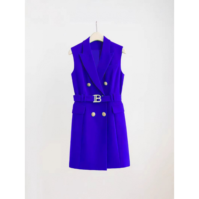 2026 Spring Commuter Style New Sleeveless Vest Dress, Slim Fit, Lapel Cardigan, Women's European and American Style