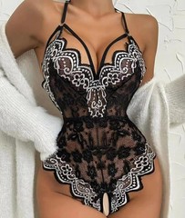 Lace see-through temptation sexy lingerie sexy hot jumpsuit open crotch free sexy suit passionate pajamas batch