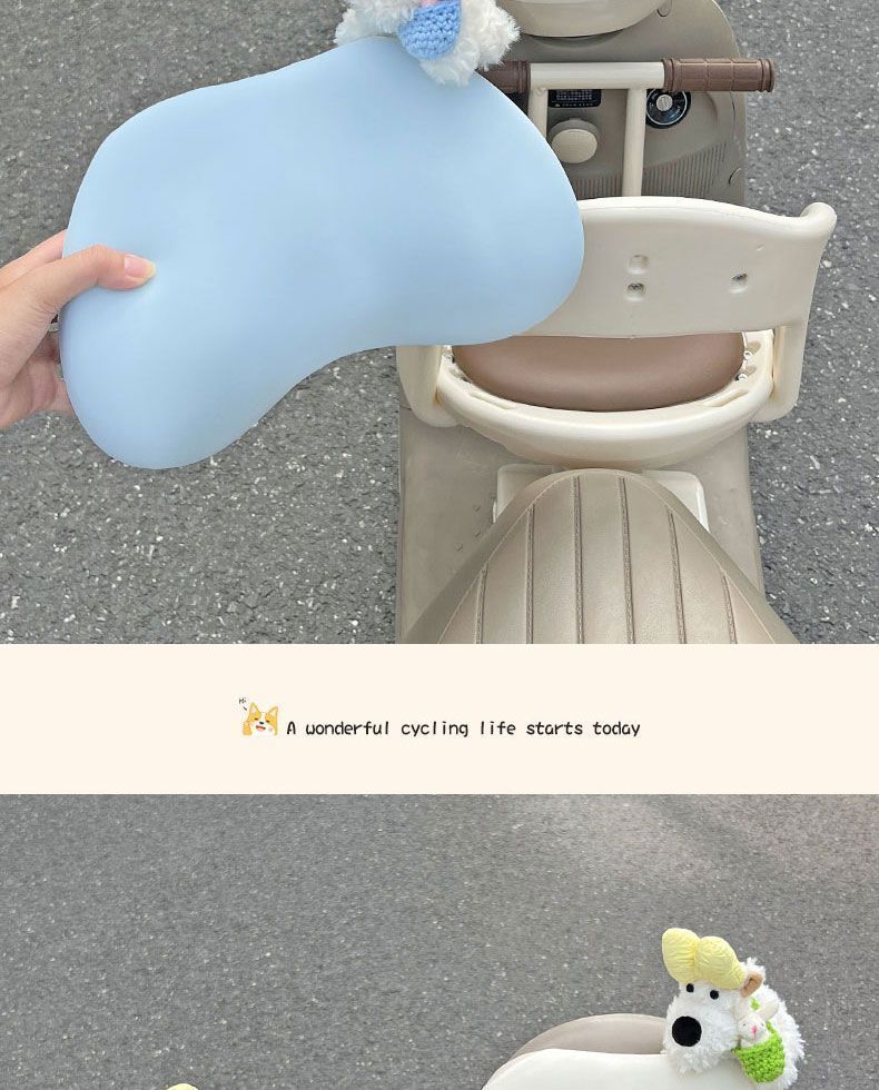 Electric scooter head protection pad, a creative and practical solution to prevent bumps and collisions for children during rides; includes a soft headrest and a rear waist support cushion