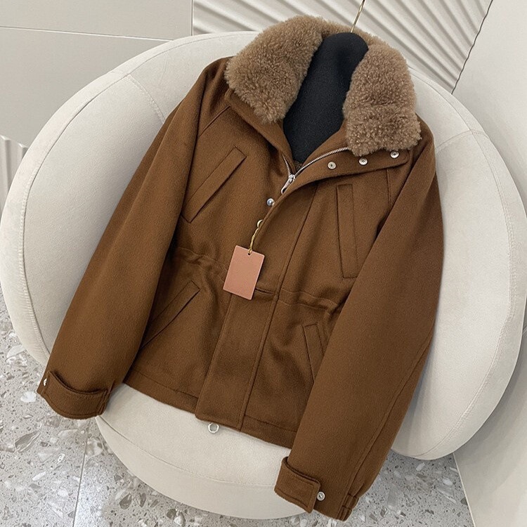 2026 Fall/Winter New L*P Old Money Style Alpaca Color Cashmere Short Parka with Detachable Collar Woolen Coat for Women 2026 Fall/Winter New L*P Old Money Style Alpaca Color Cashmere Short Parka with Detachable Collar Woolen Coat for Women