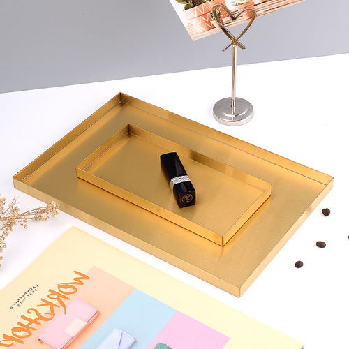Nordic Home Polygonal Desktop Combination Storage Tray Geometric Metal Fruit Plate Retro Gold Brushed Plate