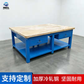 深圳博毅弘实木钳工工作台 榉木桌面重型工作台图片 车间装配桌