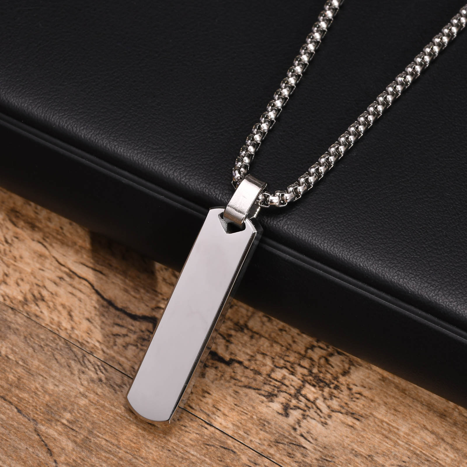 Hip-Hop Rectangle Stainless Steel Pendant Necklace 1 Piece